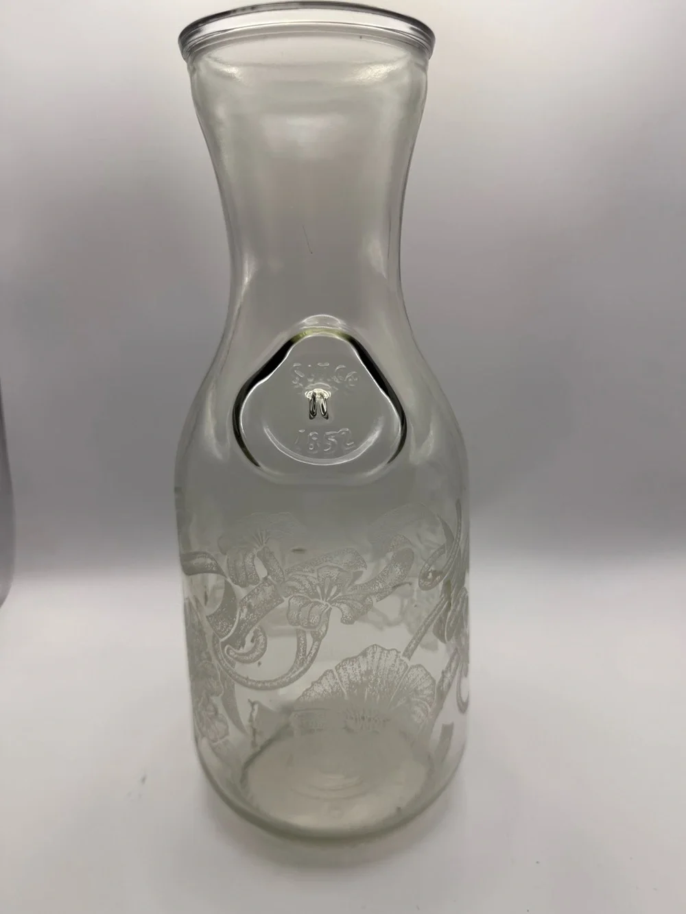 Vintage etched Floral Glass Carafe